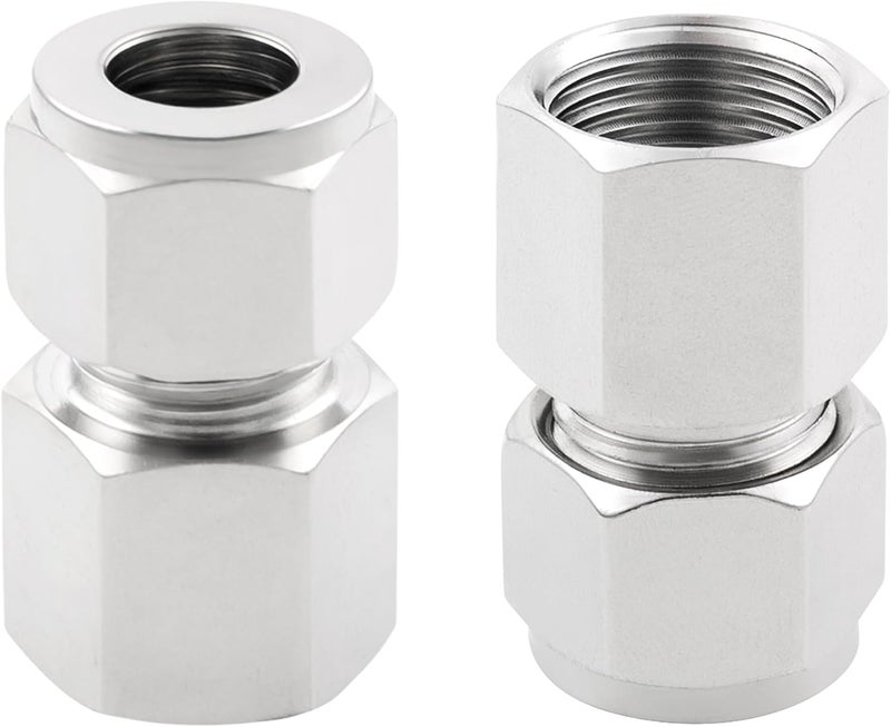Yoebor Stainless Steel 304 Compression Tube Fitting Coupler with Double Ferrules 1/2" Tube OD x 1/4" NPT Female Adapter,Pack of 2 - Image 1
